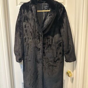 Coalition LA Black Faux Fur Trench Coat